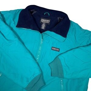 Lands End Squall Jacket Womens XL Teal Green Fleece Lined Thinsulate Bomber